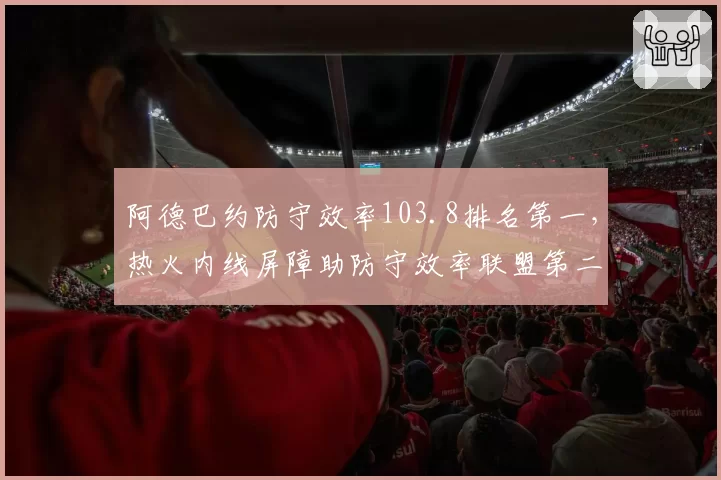 阿德巴约防守效率103.8排名第一，热火内线屏障助防守效率联盟第二
